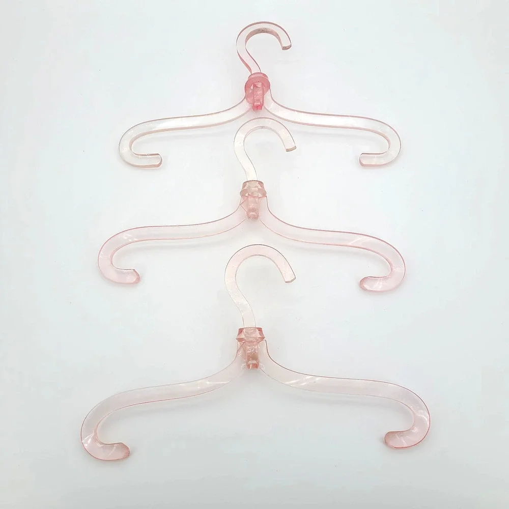 Lot of 3 Vintage Lucite Acrylic Unique Knot Pink 12